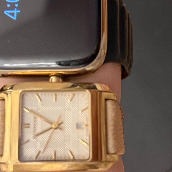Burberry Nova Gold Tone Square Dial Leather Strap Watch For Women main image 5